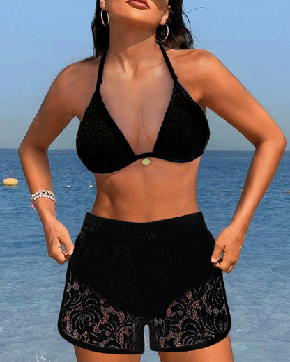 Seraphina | Elegante conjunto de bikini de encaje liso