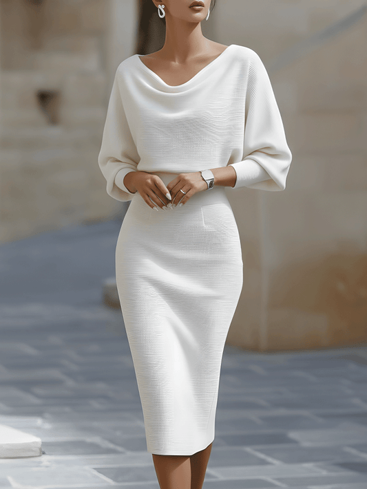 Alicia | Vestido blanco drapeado