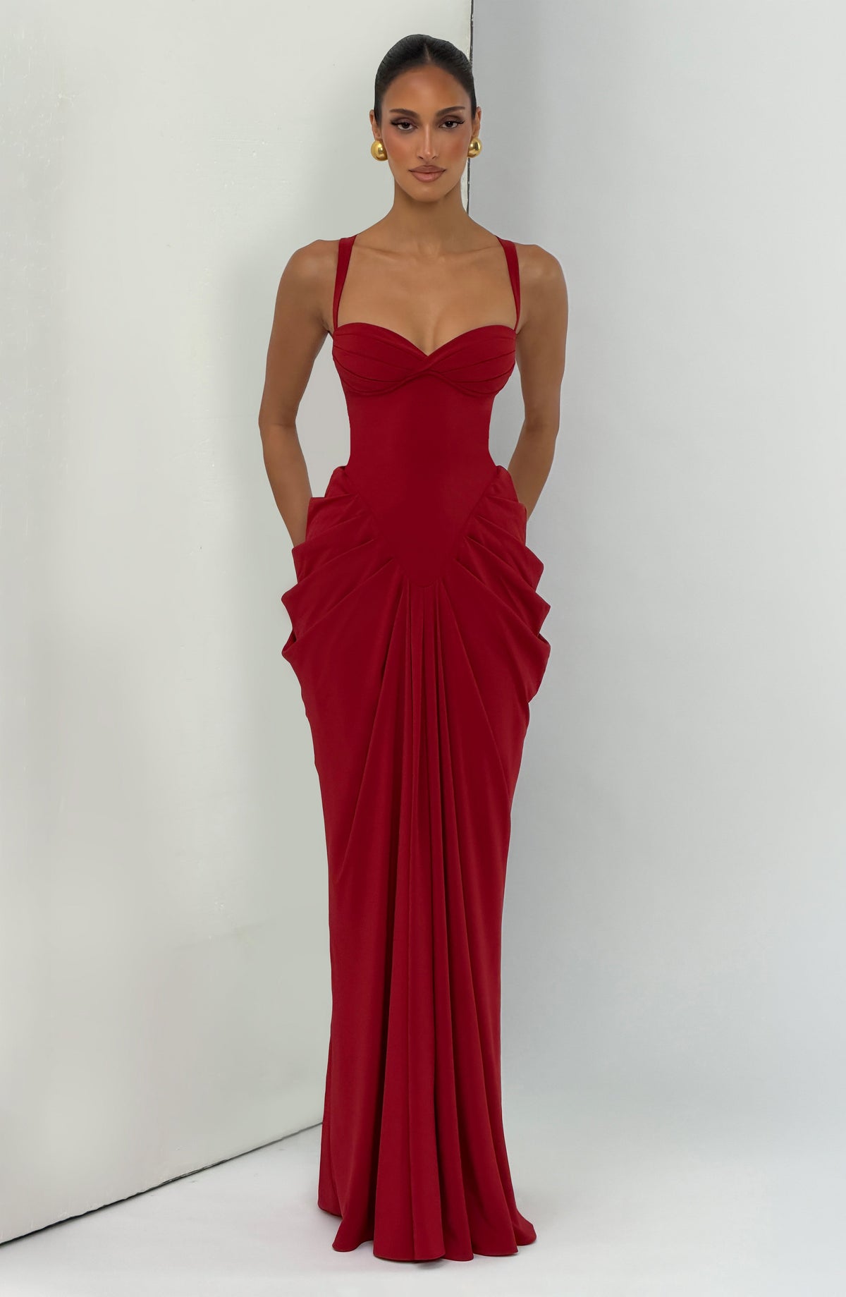 Lucille | Vestido largo - Rojo intenso