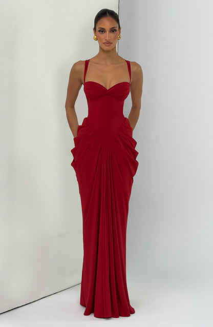 Lucille | Vestido largo - Rojo intenso