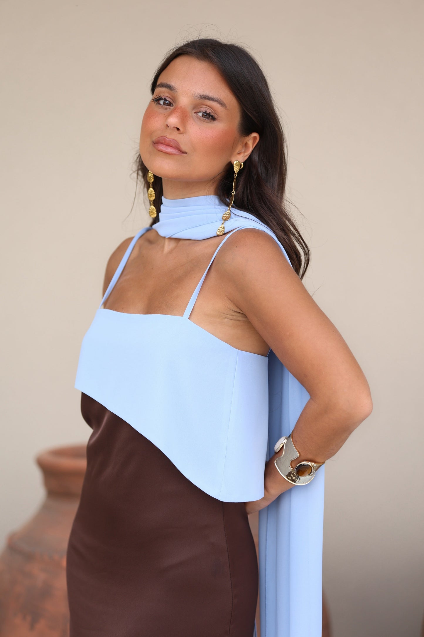 Vestido Joanna en marrón y azul