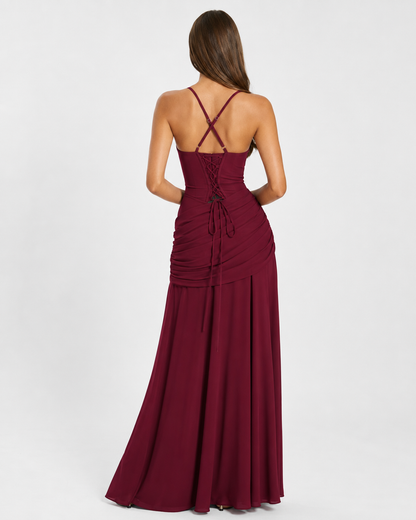 Enie | Vestido largo con escote cuadrado fruncido