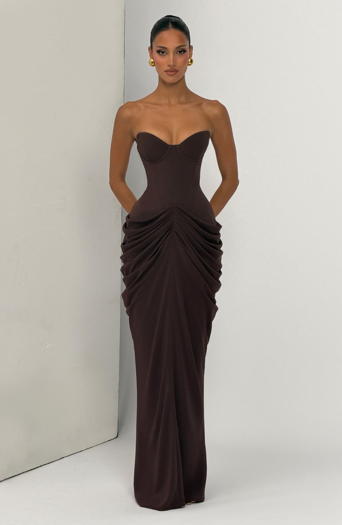 Vestido largo Chiara - Marrón ciruela
