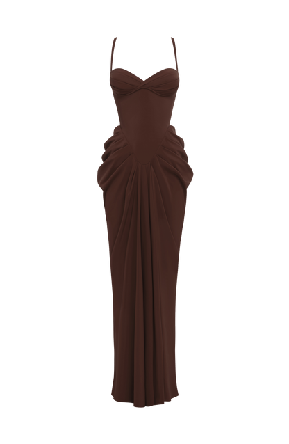 Lucille | Vestido largo - Marrón ciruela