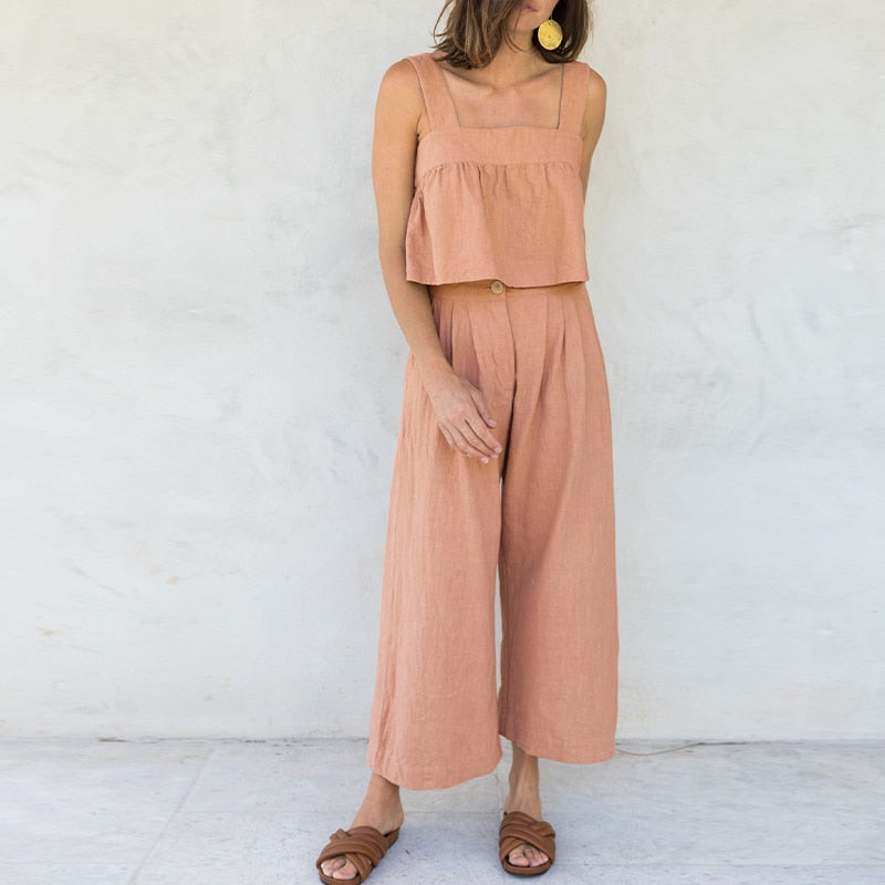 Alba | Pantalón culotte de lino de tiro alto
