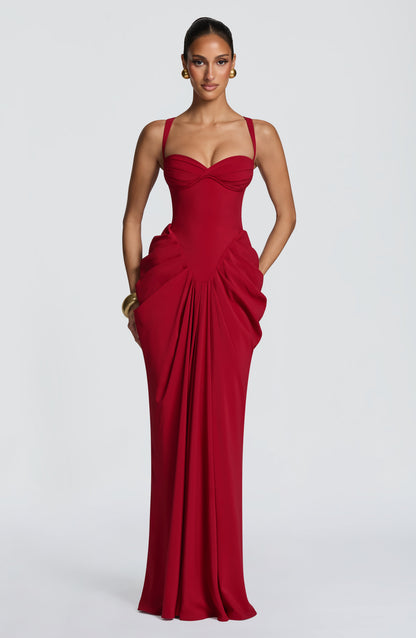 Lucille | Vestido largo - Rojo intenso