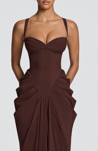 Lucille | Vestido largo - Marrón ciruela