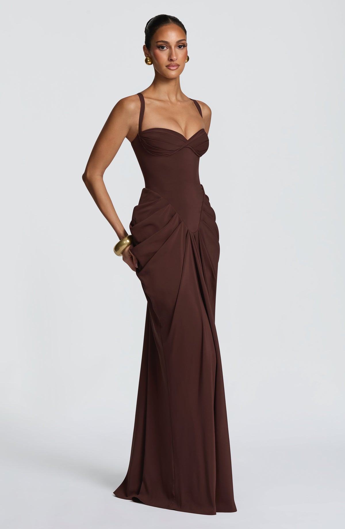 Lucille | Vestido largo - Marrón ciruela