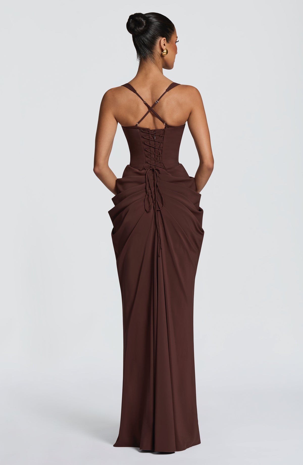 Lucille | Vestido largo - Marrón ciruela