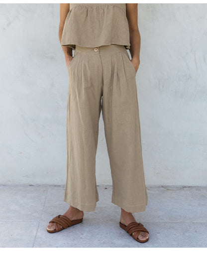 Alba | Pantalón culotte de lino de tiro alto