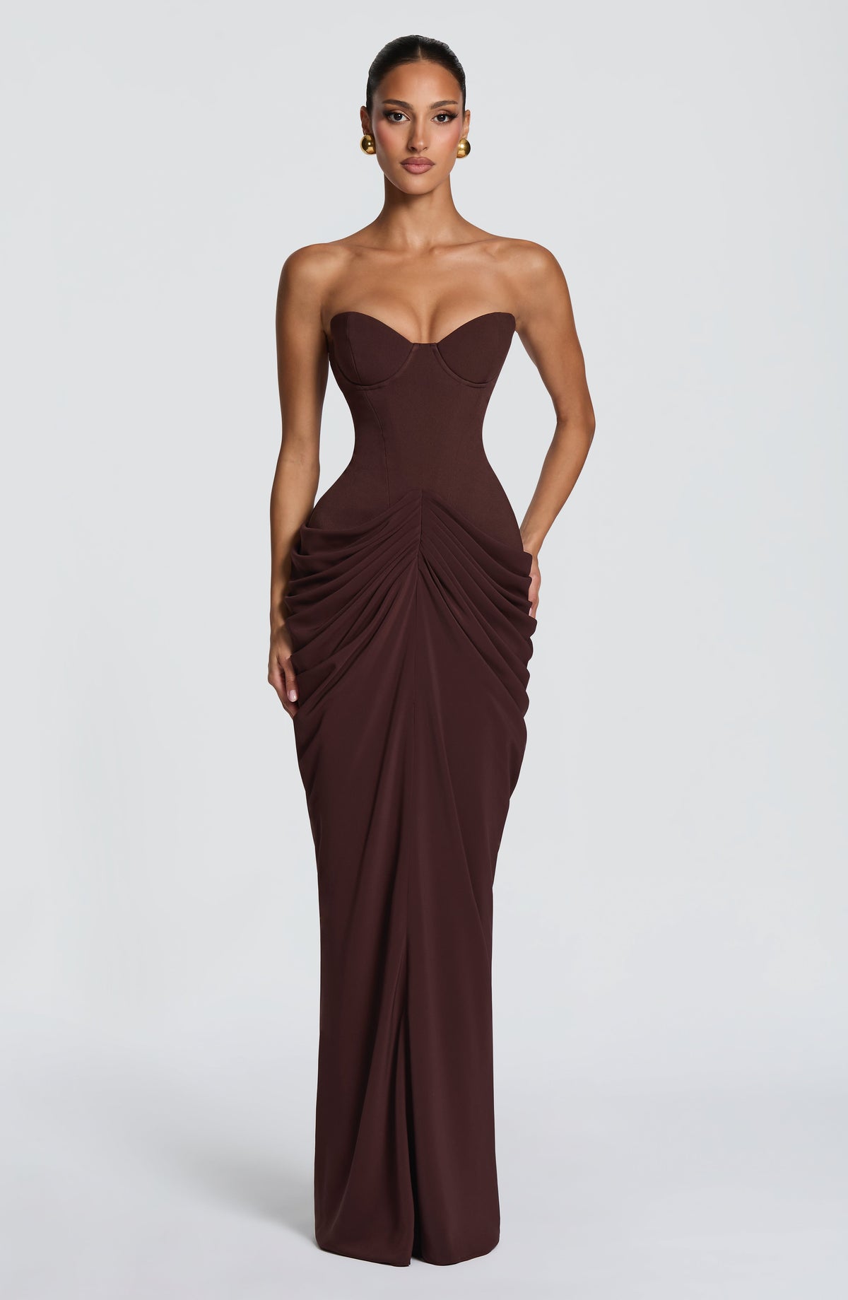 Vestido largo Chiara - Marrón ciruela
