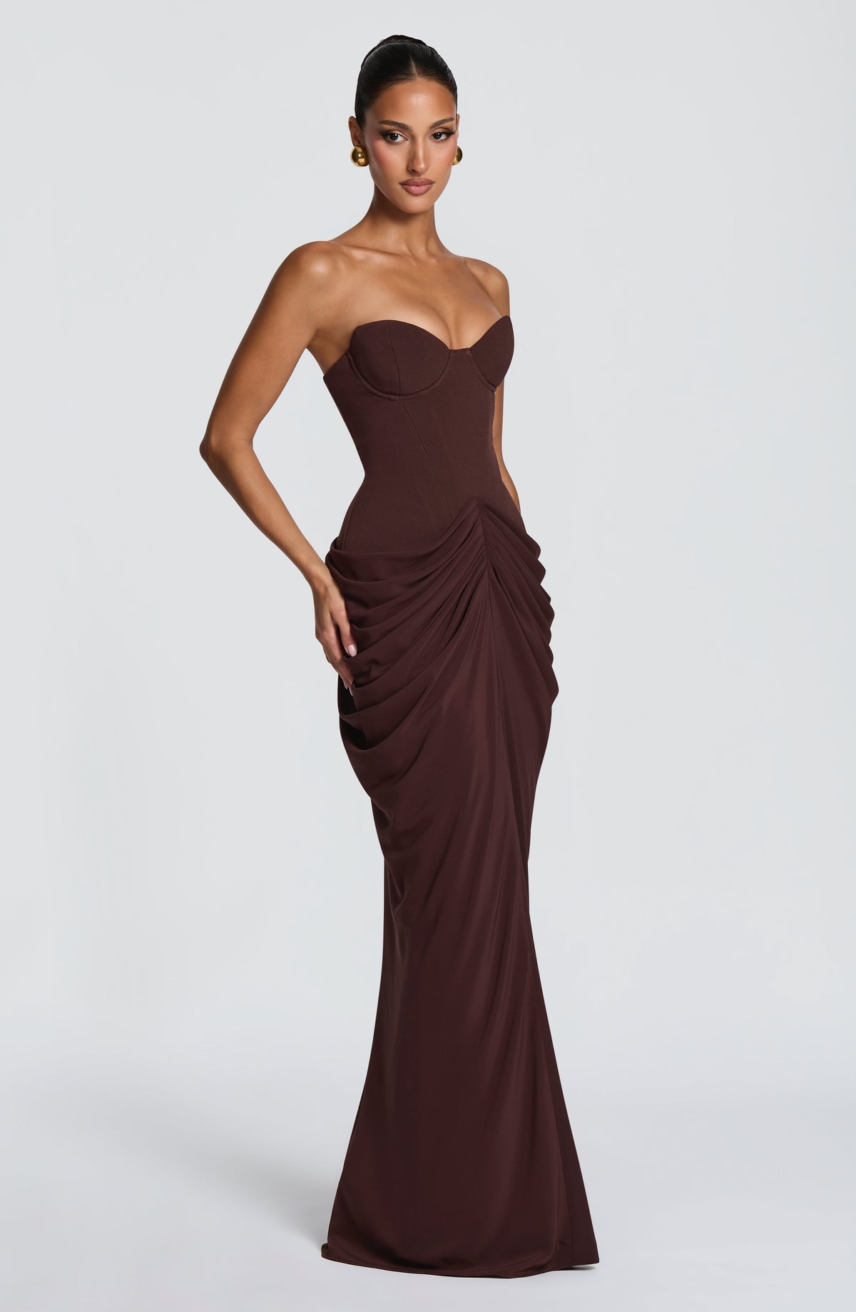 Vestido largo Chiara - Marrón ciruela