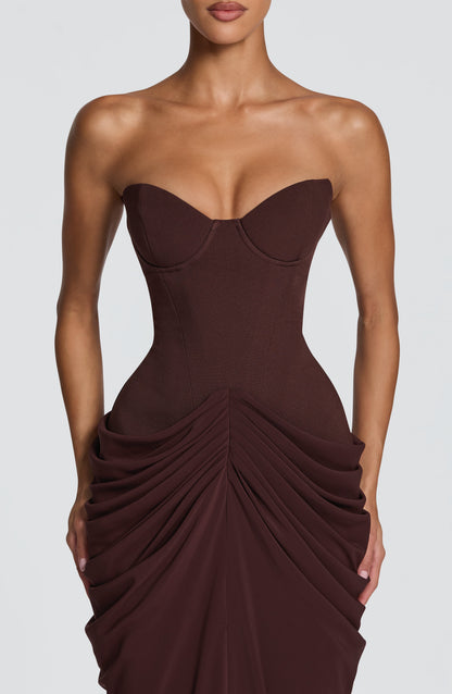 Vestido largo Chiara - Marrón ciruela