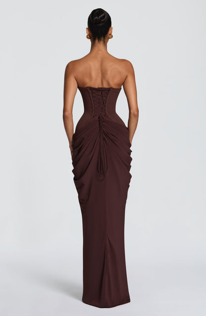 Vestido largo Chiara - Marrón ciruela