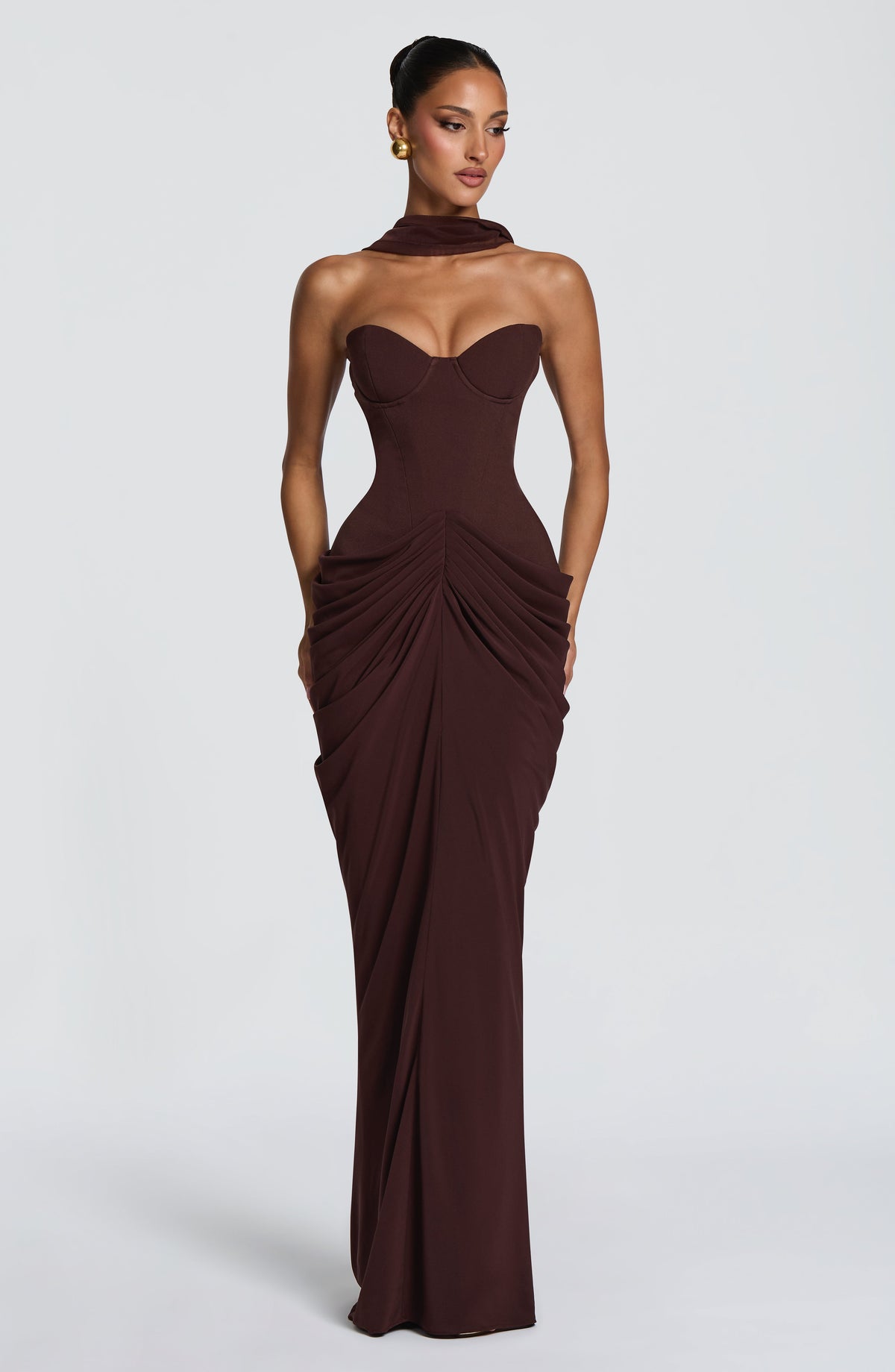 Vestido largo Chiara - Marrón ciruela