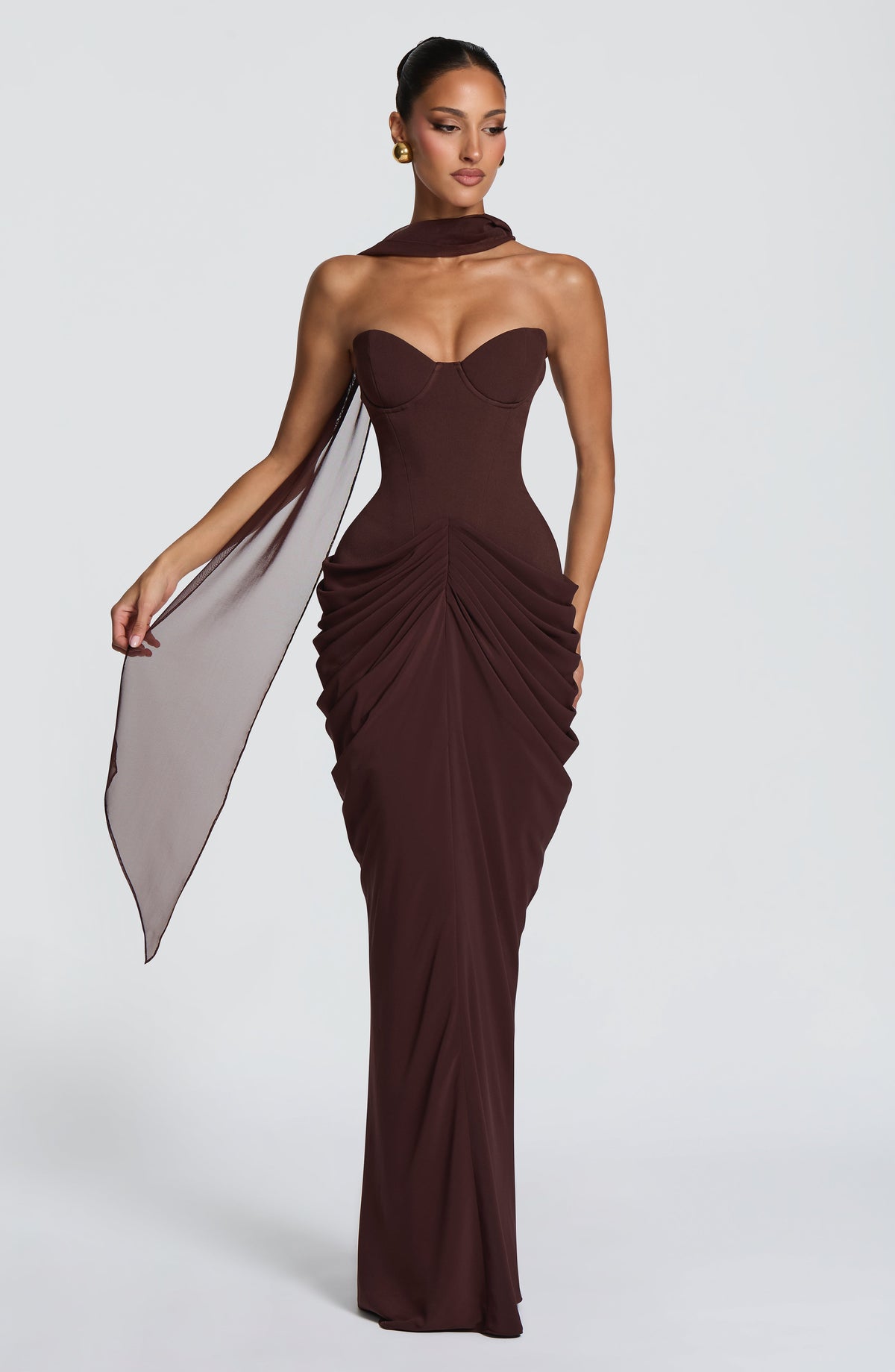 Vestido largo Chiara - Marrón ciruela