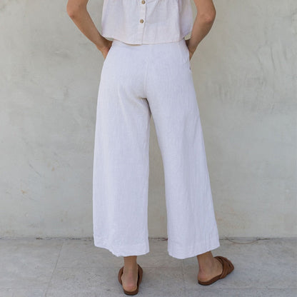 Alba | Pantalón culotte de lino de tiro alto