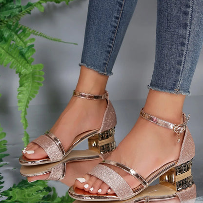 Ariel | Sandalias Planas Negras y Doradas
