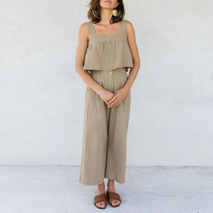 Alba | Pantalón culotte de lino de tiro alto