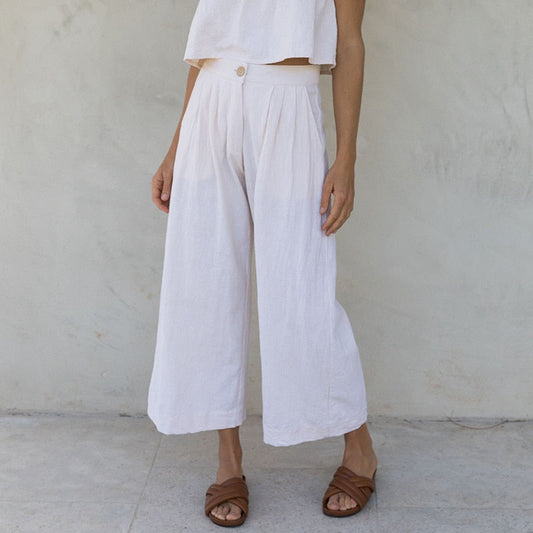 Alba | Pantalón culotte de lino de tiro alto