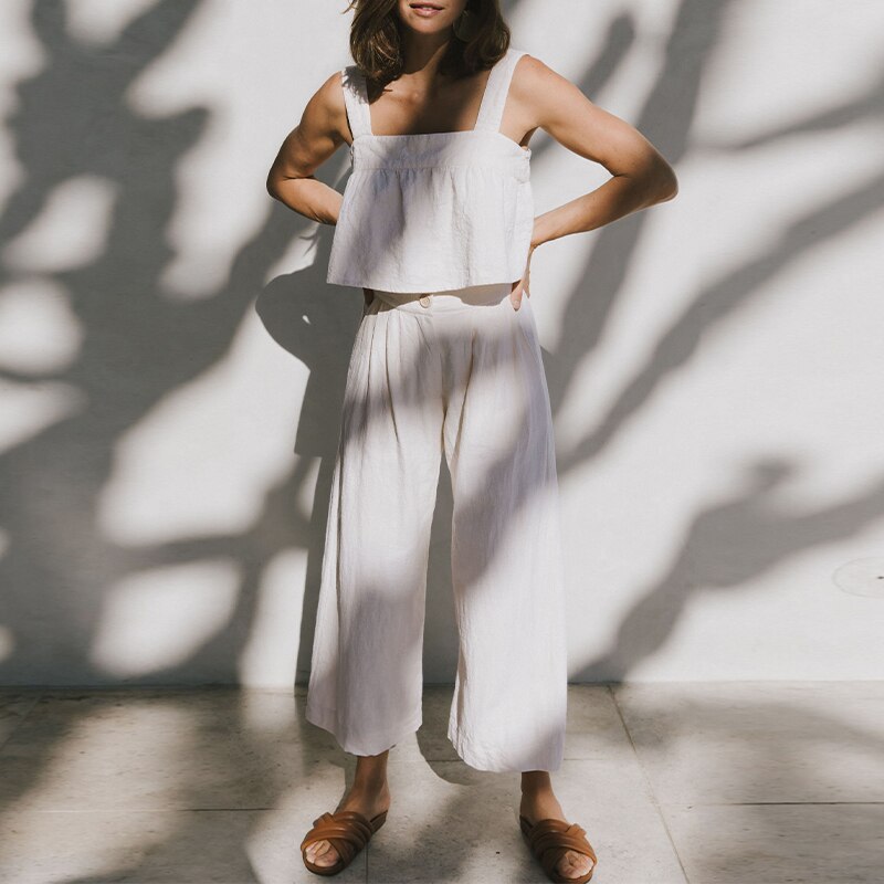 Alba | Pantalón culotte de lino de tiro alto