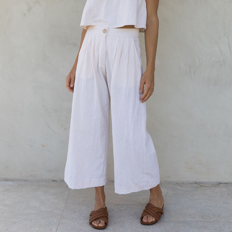 Alba | Pantalón culotte de lino de tiro alto