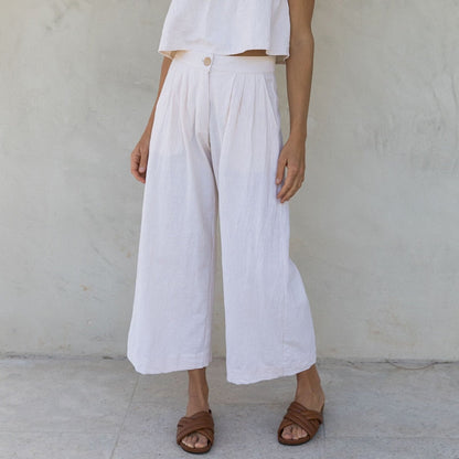 Alba | Pantalón culotte de lino de tiro alto