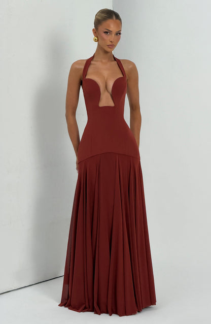 Cirene |  Vestido largo color granate