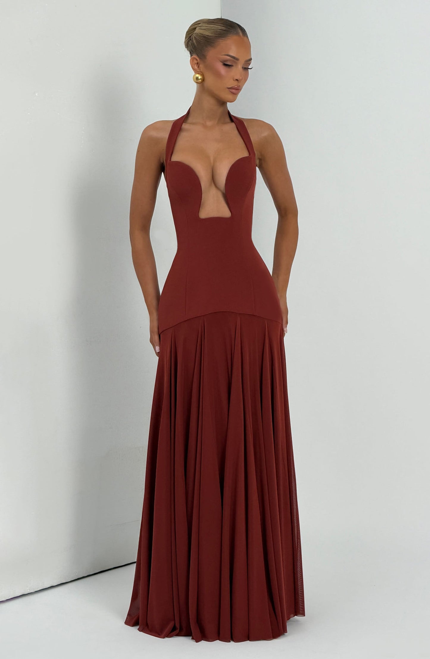 Cirene |  Vestido largo color granate