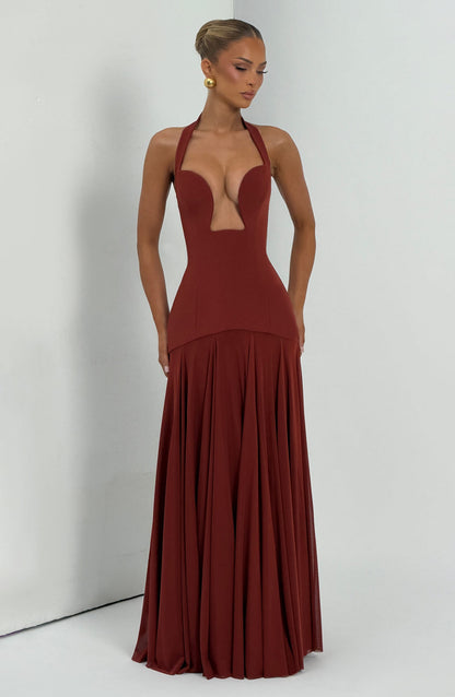 Cirene |  Vestido largo color granate