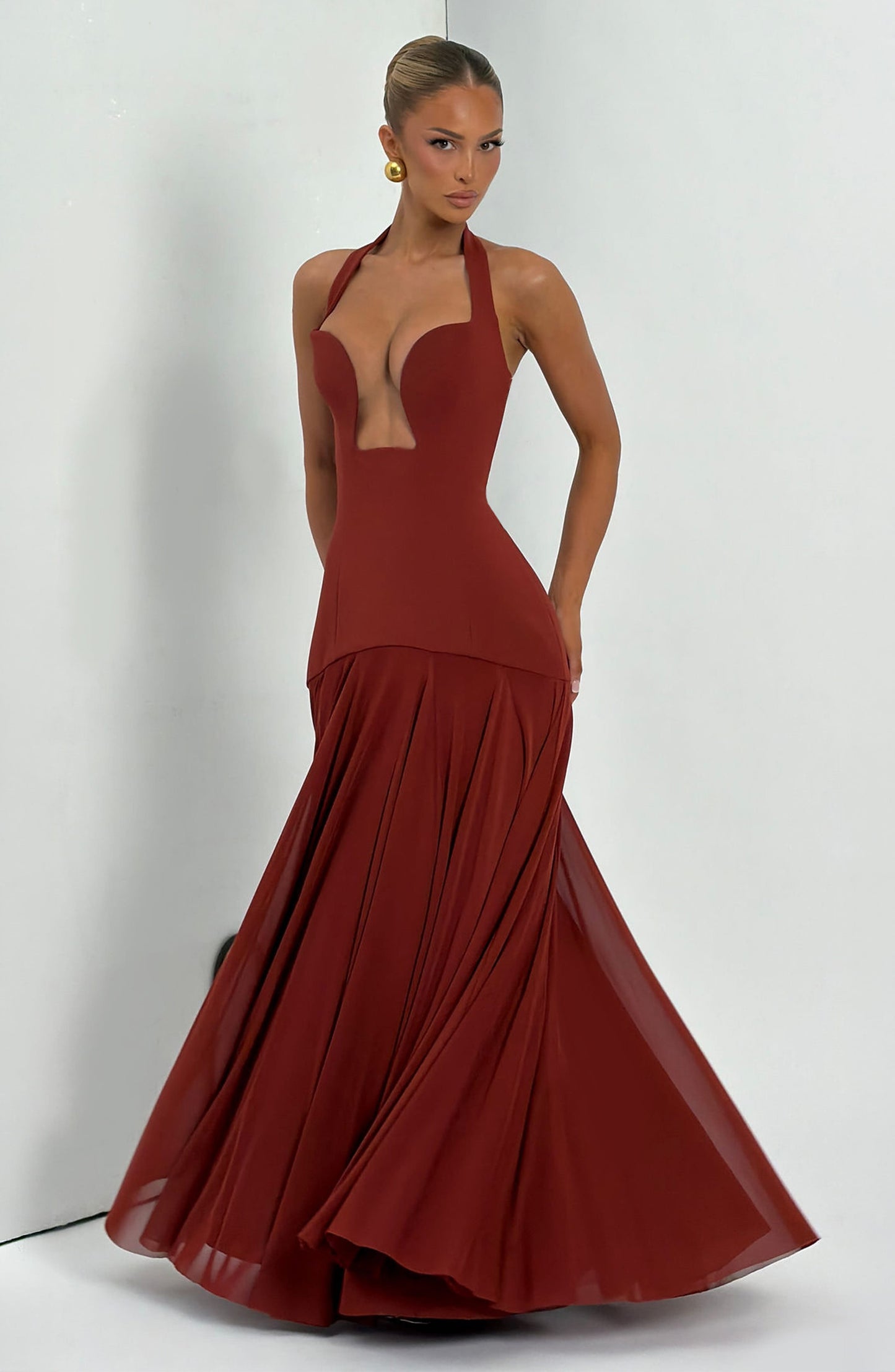 Cirene |  Vestido largo color granate