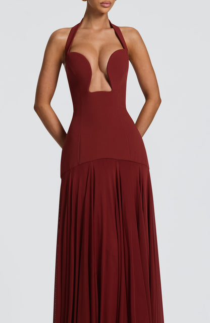 Cirene |  Vestido largo color granate