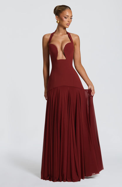 Cirene |  Vestido largo color granate