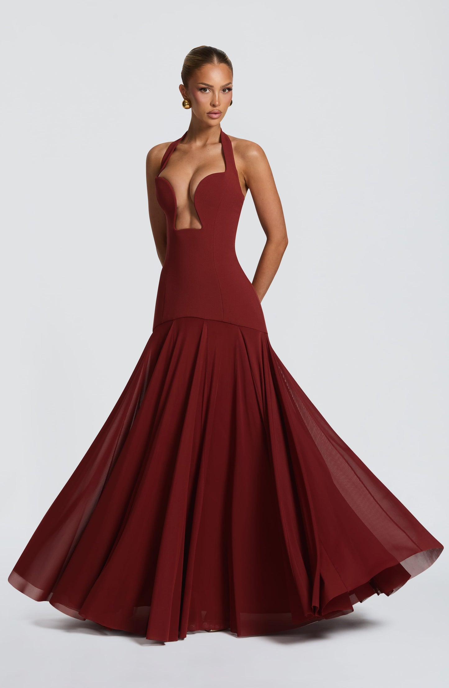 Cirene |  Vestido largo color granate