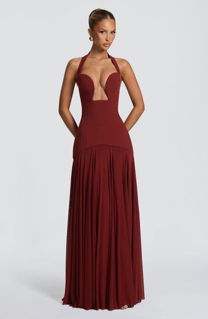 Cirene |  Vestido largo color granate