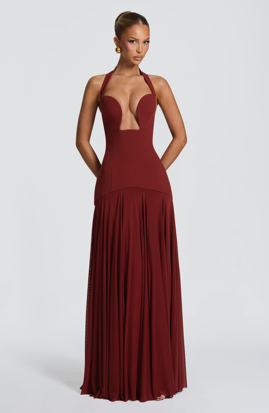 Cirene |  Vestido largo color granate