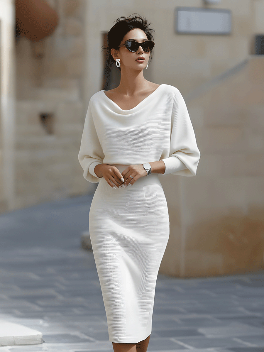 Alicia | Vestido blanco drapeado