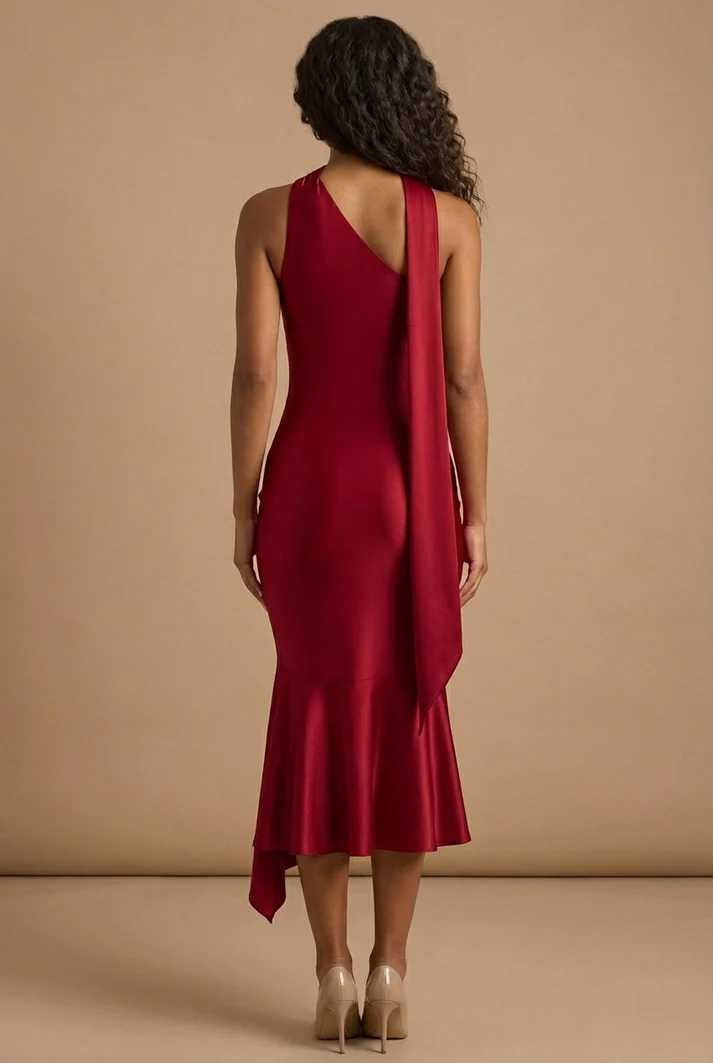 Aimee | Vestido midi de un solo hombro