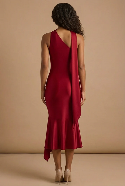 Aimee | Vestido midi de un solo hombro