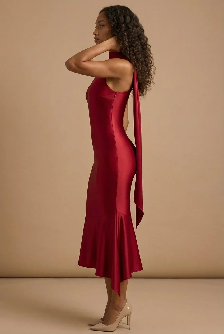 Aimee | Vestido midi de un solo hombro