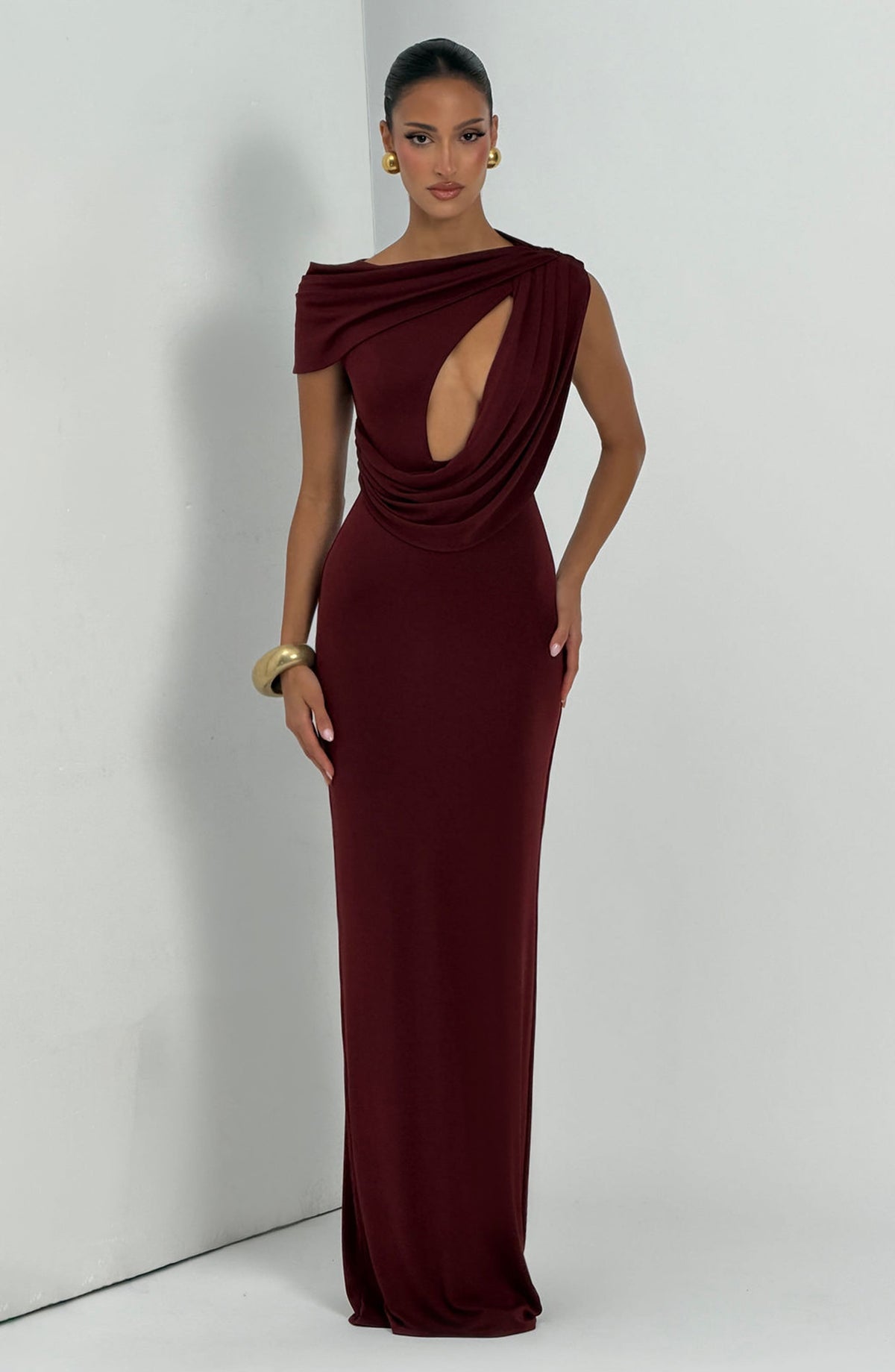 Vestido largo Kalina - Laca de cerezo