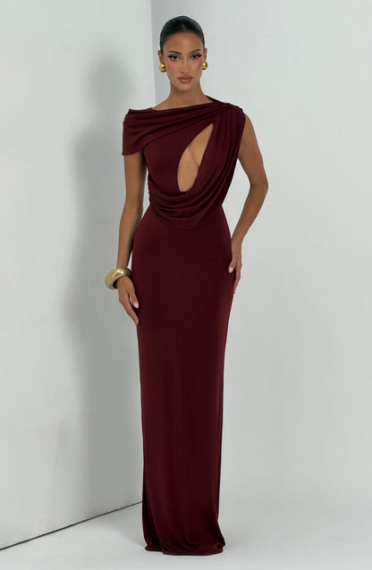 Vestido largo Kalina - Laca de cerezo