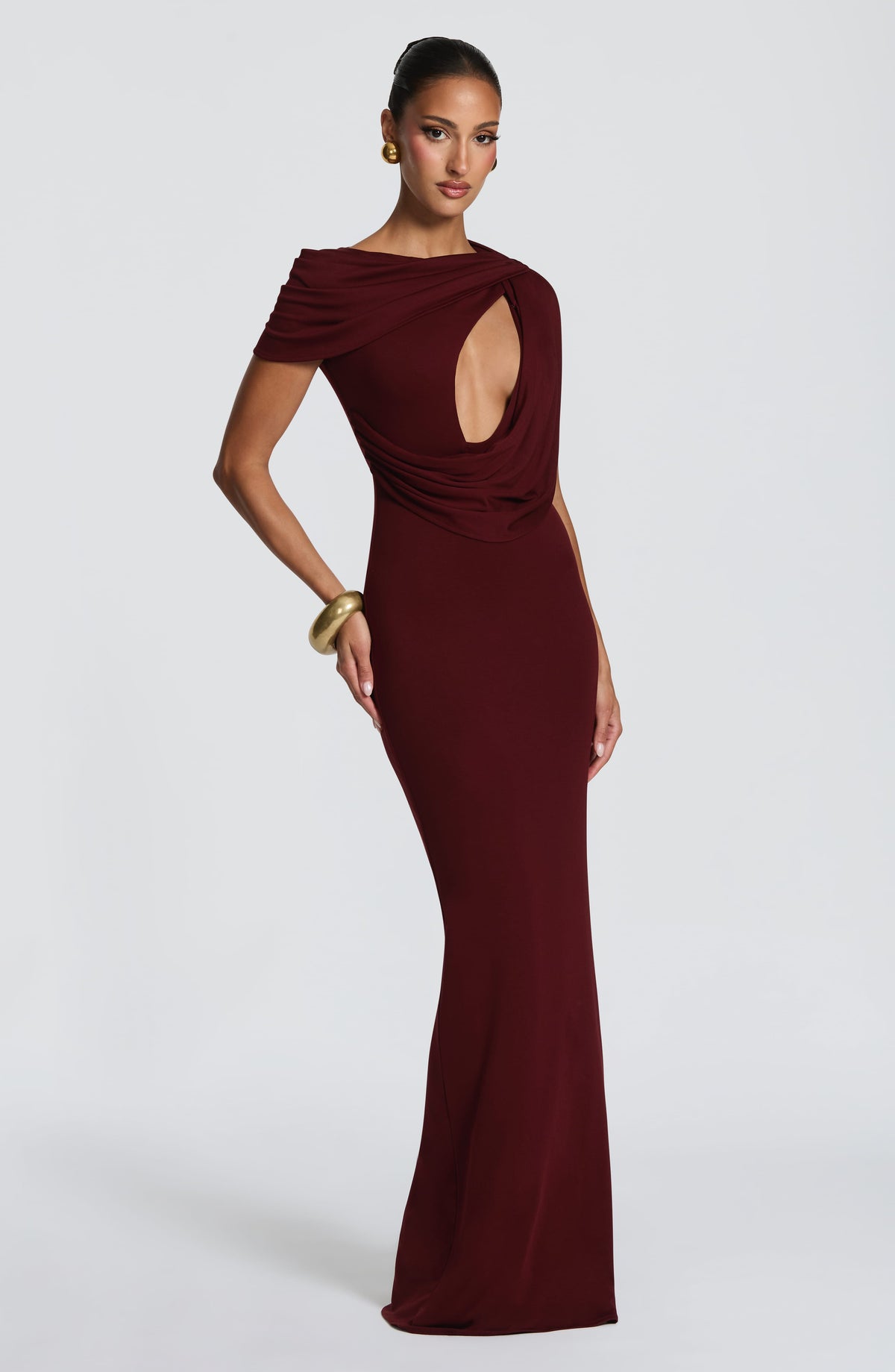 Vestido largo Kalina - Laca de cerezo