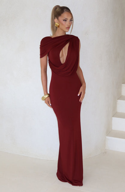 Vestido largo Kalina - Laca de cerezo