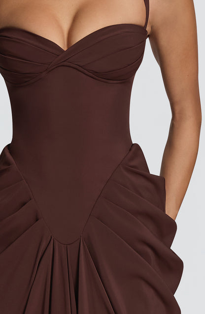 Lucille | Vestido largo - Marrón ciruela