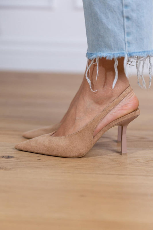 Marlen | Zapatos Destalonados Beige de Tacón Fino