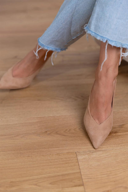 Marlen | Zapatos Destalonados Beige de Tacón Fino