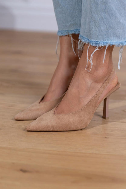 Marlen | Zapatos Destalonados Beige de Tacón Fino