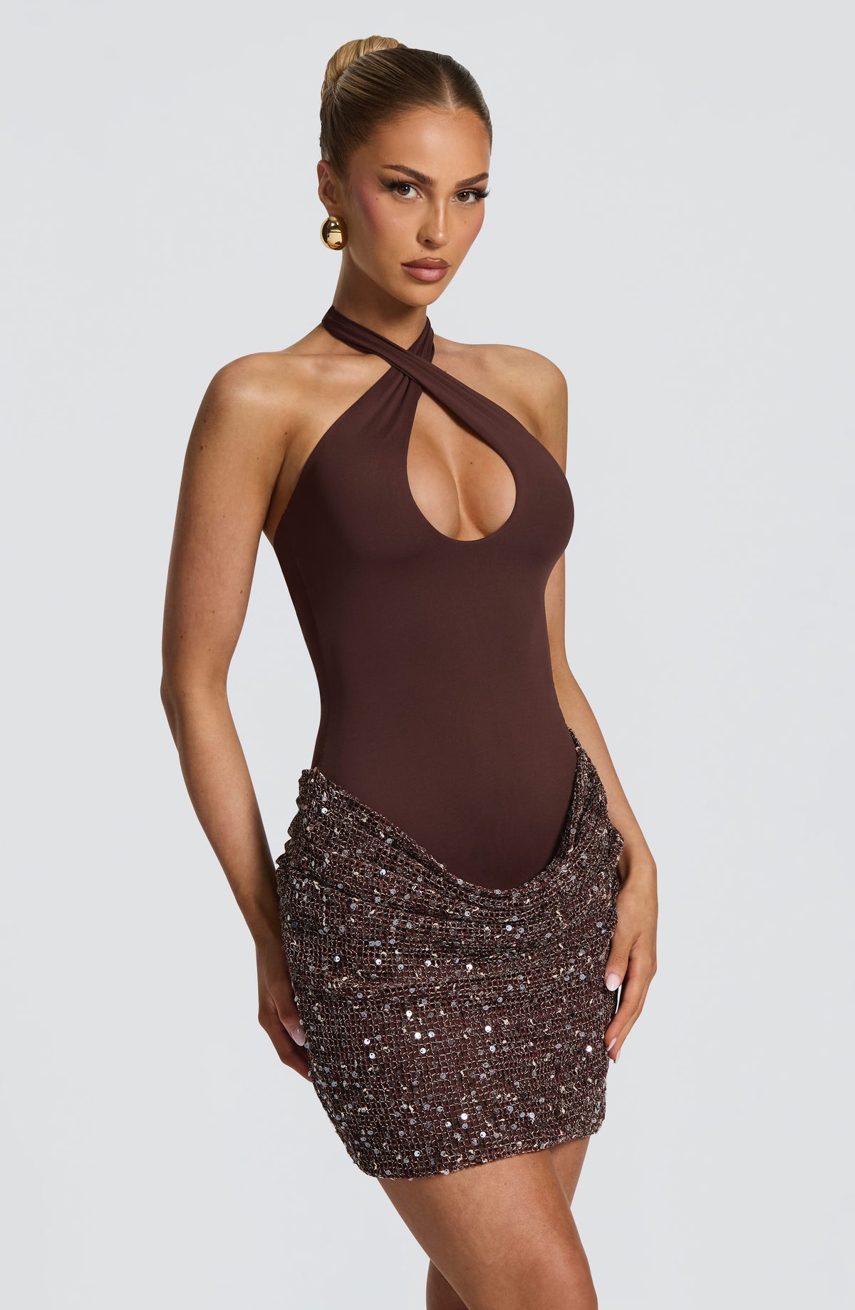 Solea | Vestido Corto - Marrón ciruela