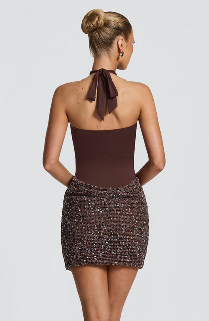Solea | Vestido Corto - Marrón ciruela